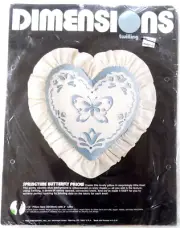 NIP New Dimensions Twilling Springtime Blue Butterfly Heart Pillow Kit