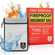 Mart Cobra Fireproof Document Bag with Zipper - Fire and Waterproof w/ 2 Pockets