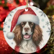 Merry Xmas English Springer Spaniel Dog Santa Christmas Ornament Gift Decor