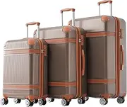 [Fulvari] 3 Pieces Luggage Sets Travel Suitcase with 8 Spinner Wheels TSA Approved Lock Collision-Protection Angle Travel Rolling Luggage 3 Sizes (20'' 24'' 28'')