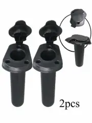 Pactrade Marine Kayak Boat Dinghy Canoe 2pcs Black Plastic Rod Holder w/ cap