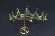 Women Retro Emerald Green Crystal Queen Party Hair Head Headband Crown Tiara