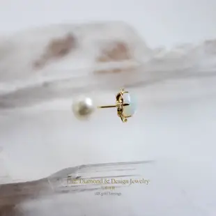 18K 黃K金 AKOYA 日本珍珠 OPAL 歐泊 蛋白石 耳環 K金耳環 珍珠耳束