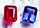 Natural Blue Tanzanite & Ruby 18 Ct Perfect Pair Loose Gemstone Certified LM207