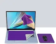 Bilymate 3in1 Anti Slip Silicone dots Multi-Functional Microfiber Cloth Mouse Pad, Portable & Washable Keyboard Cover for Laptop and Screen Microfiber Cleaning Cloth 2pcs one Set Purple