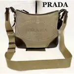 PRADA 肩背包 JACQUARD 棕色 米色 皮革 日本直送 二手