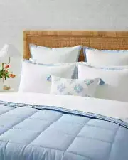 $428 New Serena & Lily Colfax Comforter Hydrangea Blue Coverlet Quilt Full Queen