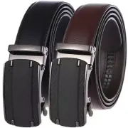 Business Men's Leather Belt Automatic Buckle Cow Ratchet Waist Strap Jeans Dress