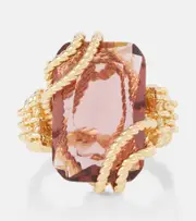 [Zimmermann] Zimmermann Bloom embellished gold-plated ring L 1/2 burgundy