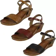 Down To Earth Ladies Wedged Summer Sandals