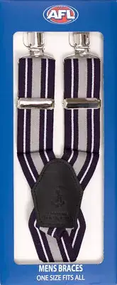 FREMANTLE DOCKERS AFL TEAM LOGO TEAM COLOURS MENS TROUSER BRACES ONE SIZE