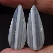 100% Natural Lovely Pair White MONTANA Agate 19.60 Cts. Cabochon Loose Gemstone