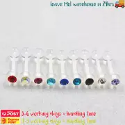 Set of 9PCS Soft Flexible Bioflex Tongue Bars with Coloured Rhinestones