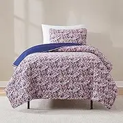 Lush Decor Alicia Camo Floral Cotton Quilt 2 Piece Set Twin/Twin XL Purple - FloralBedding Set - Flower Quilt - Kids Bedding - Modern Dorm Decor
