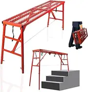 [NETRCRHOM] Folding Scaffolding Platform, 71(L) x15.7(W) x51(H)''770 Lbs, Adjustable Steel Industrial Step Ladders, Portable Heavy Duty Work Platform for Construction Sites and Renovations