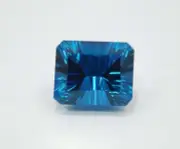Amazing 21.70 Ct Emerald Cut Concave Natural Blue Sapphire Loose Stone Certified