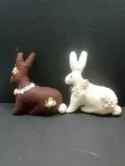 Handmade Felt Easter Rabbits Roses Lace Set Of 2 Beautiful Buttons Made By Me