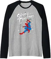 [Marvel] Spider-Man Swing In To Christmas Raglan Baseball Tee