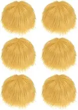 uxcell 6-Pack Faux Fur Pom Poms, 1.2 Inch/ 3.9 cm Soft Fluffy Pompoms Balls with Elastic Loop for Hats/Bags/Keychains/Knitting Accessories/DIY Crafts [Ginger Yellow]