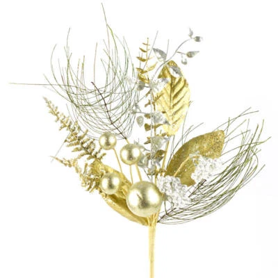 Package of 2 Glittery Metallic Artificial Pine 19" Sprays with Ornament Balls