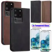For Samsung S20 Ultra S20 S20+ Leather Card Wallet Case Cover + Screen Protector
