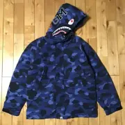 BAPE Shark hoodie snowboard down jacket Blue camo A Bathing Ape Size M