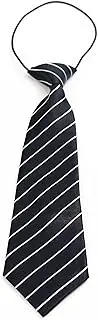 [Tie Store Australia] Kids Boys Black & White Patterned Elastic Neck Tie - Thick Black Diagonal Stripe Black, White