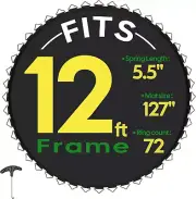 Trampoline Mat with 72/96 V-Ring, Fit 12-15FT Trampoline Frame, 8 Row Stitch, UV