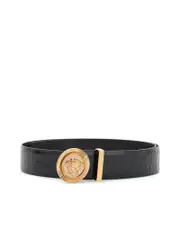 Versace Embossed Crocodile Calfskin Belt With Rhinestones