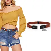 No Buckle Elastic Belt for Men and Women Belt Loops, Comfortable and Easy To Use - Brown