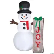 Airblown Snowman with Sign LED Lightshow 83" Inflatable Outdoor Yard Decor