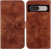 Compatible with Google Pixel 7 5G Flip Kickstand Cover,Compatible with Google Pixel 7 5G Card Slot Wallet Case Brown