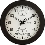 Equity by La Crosse 10 Inch In/Out Brown Wall Clock with Thermometer and Hygrome
