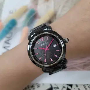 GOTO Aurora 精密陶瓷時尚手錶-黑x桃