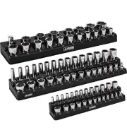 ARES 60034-3-Piece Black Metric Magnetic Socket Organizer Set - Includes 1/4-...