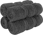 American Soft Linen Premium Turkish Genuine Cotton, Luxury Hotel Quality for Maximum Softness & Absorbency for Face, Hand, Kitchen & Cleaning (4-Piece Washcloth Set, Grey)