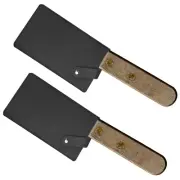 2Pcs PU Leather Knife Sheath Meat Cleaver Sheath Waterproof Knife Guard Black