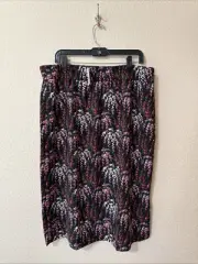 NWT J. Crew Women's Dark Floral Skirt Elastic Waist Pull On Lined Pocket Sz XL