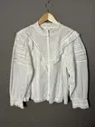 AE 77 American Eagle Premium Lace Peasant Blouse Women’s M White Romantic Top