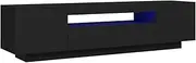 vidaXL TV Cabinet with LED Lights TV Stands HiFi Unit Entertainment Center Plasma Stereo Cabinet Bedroom Living Room Furniture Black