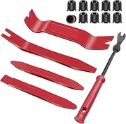 Wetado Auto Trim Removal Tool Kit, 15 Pcs Plastic Pry Tools & Car Fastener Rivet Clips Remover No-Scratch Automotive Panel Door Trim Removal Set for Vehicle Dash Audio Door Panel Window Molding Red