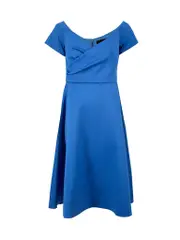 Blue V-Neck Midi Dress