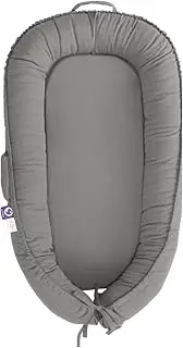 CooCooBaby Infant Lounger, Baby Nest Cover for Baby Girls & Boys, Newborn Essentials for Baby 0-12 Months, 100% Cotton Breathable, Co Sleeper Portable Travel Bed (SlateGray)
