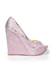 Pink Crystal Embellished Wedge Heels