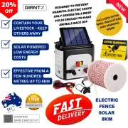 Giantz 8km Solar Powered Electric Fence Energiser Insulators Tape Energizer Kit