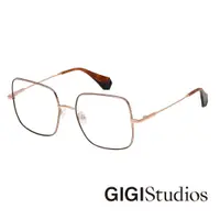 在飛比找PChome24h購物優惠-【GIGI Studios】閃耀金手繪黑邊正方框光學眼鏡(玫