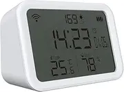WiFi Temperature Humidity Light Detection Alarm Clock 4 in 1 ligent Sensors Home Household Desk Bedroom Living Room Temerature Humidity Sensors Time Date Display Mobilephone APP Remote