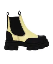 Ganni Two-Toned Pull-On Ankle Boots 40 yellow banana color