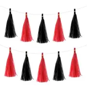 20Pcs Black,Red Tassel Garland Banner with Rope