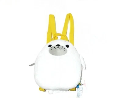 White Seal Plush Backpack | Adjustable Straps & Zipper Pocket Cute Gift
